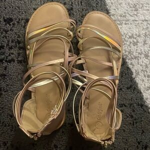 Cat & Jack Dion Girls' size 5 Pink Rose Gold Strappy Gladiator Sandals